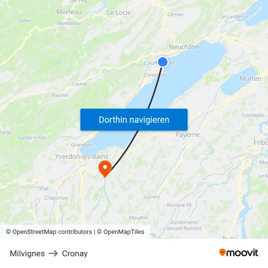 Milvignes to Cronay map