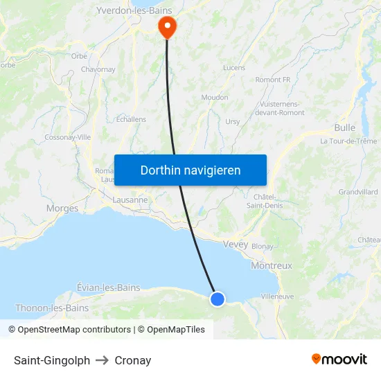 Saint-Gingolph to Cronay map