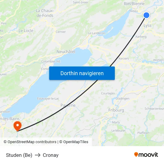 Studen (Be) to Cronay map