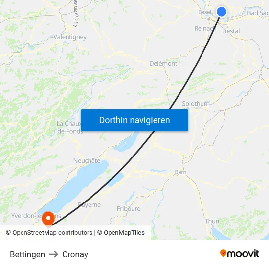 Bettingen to Cronay map
