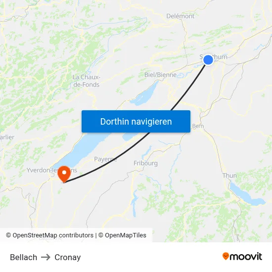 Bellach to Cronay map