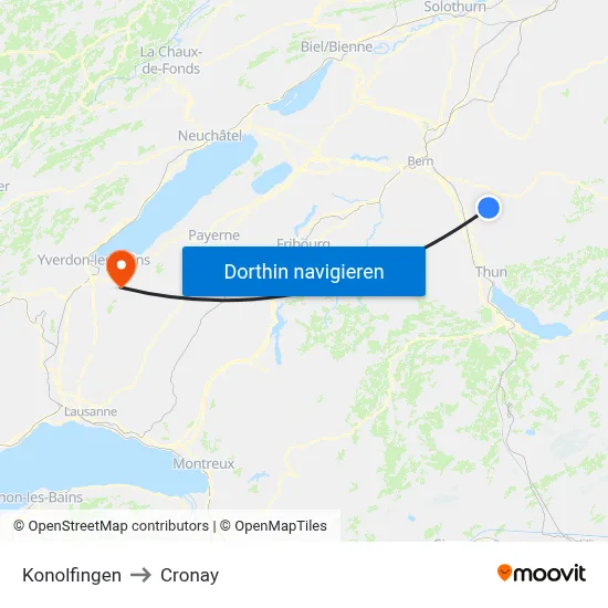 Konolfingen to Cronay map