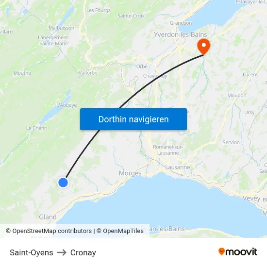 Saint-Oyens to Cronay map