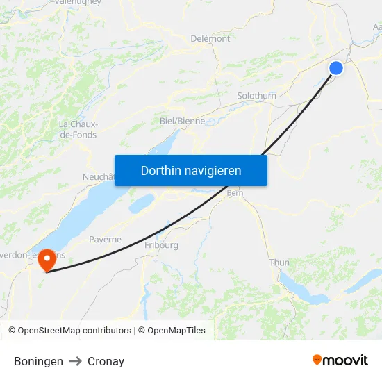 Boningen to Cronay map