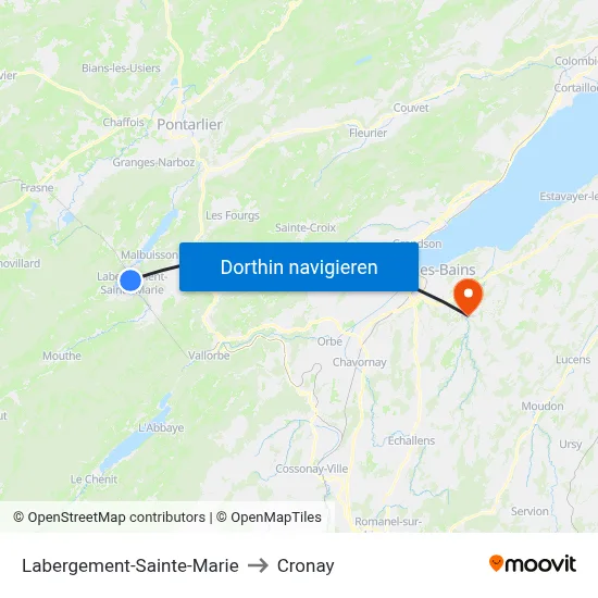 Labergement-Sainte-Marie to Cronay map