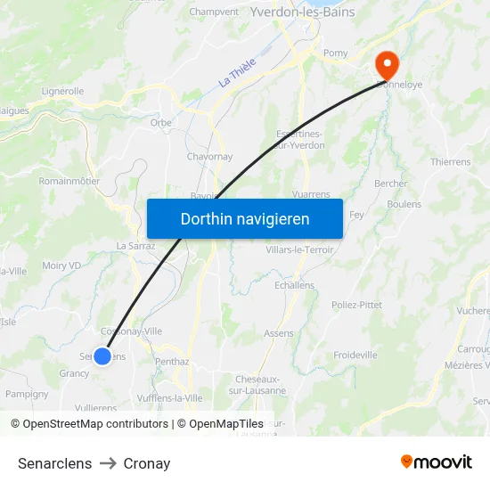 Senarclens to Cronay map