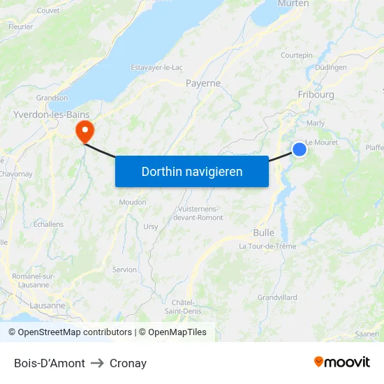 Bois-D’Amont to Cronay map