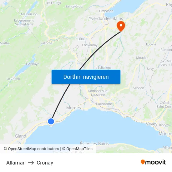 Allaman to Cronay map