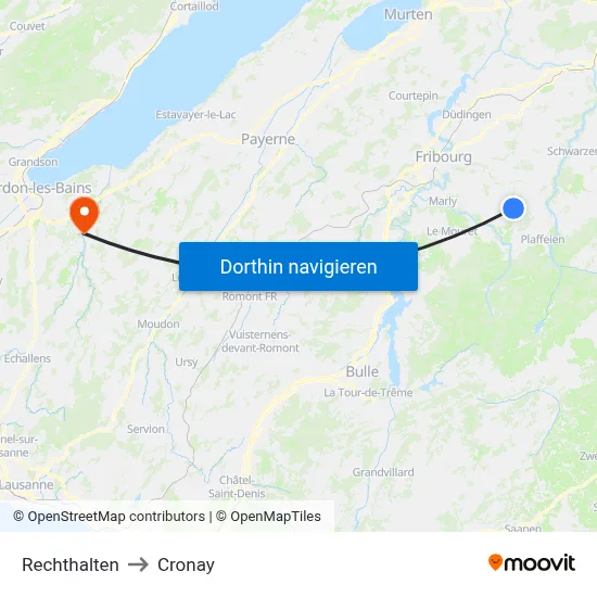 Rechthalten to Cronay map