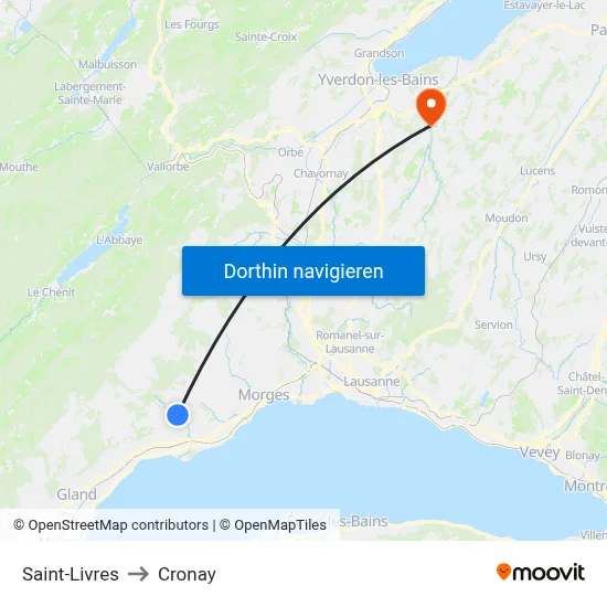 Saint-Livres to Cronay map