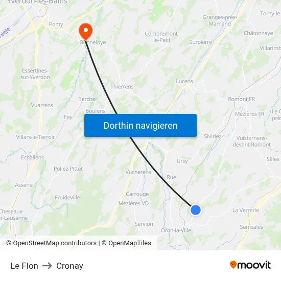 Le Flon to Cronay map