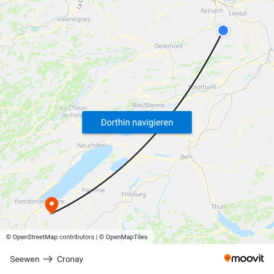 Seewen to Cronay map
