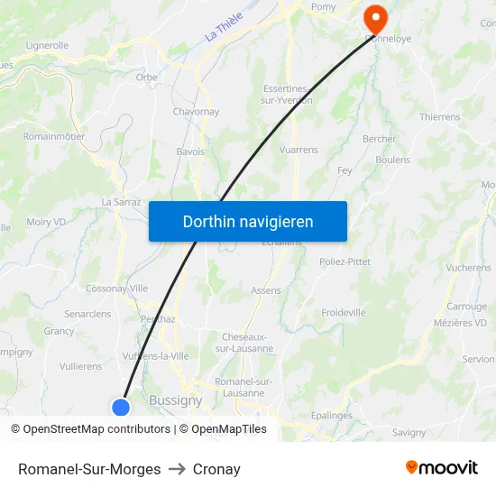 Romanel-Sur-Morges to Cronay map