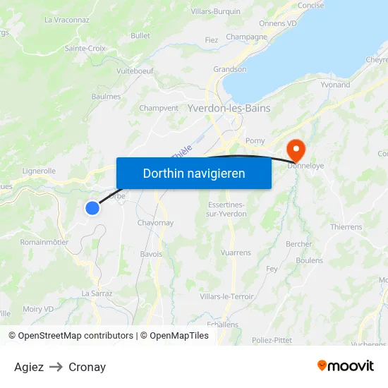 Agiez to Cronay map