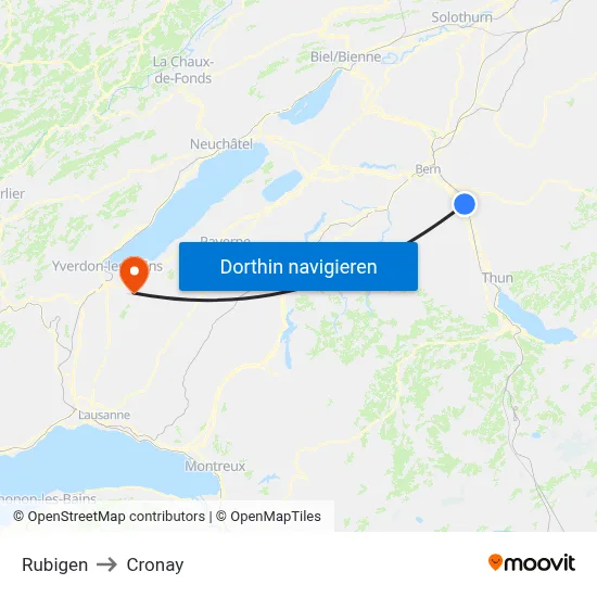Rubigen to Cronay map