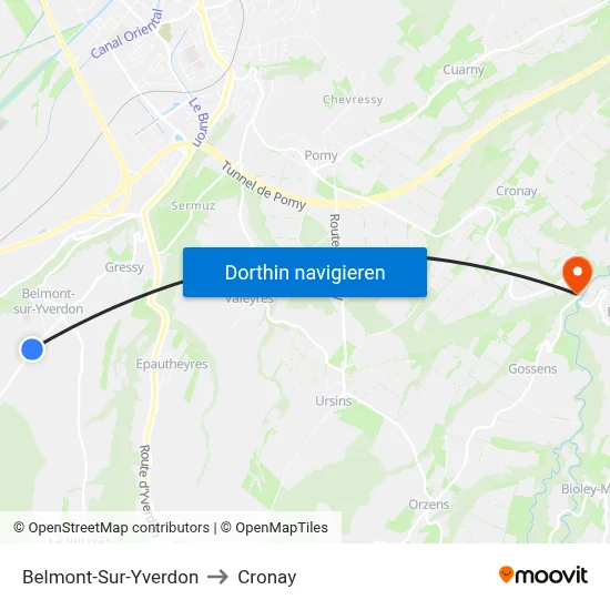 Belmont-Sur-Yverdon to Cronay map