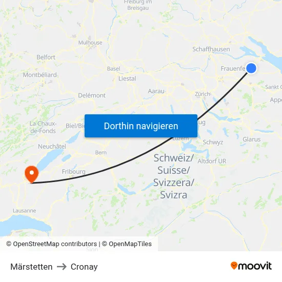 Märstetten to Cronay map