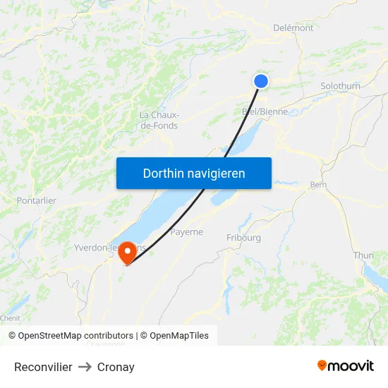 Reconvilier to Cronay map