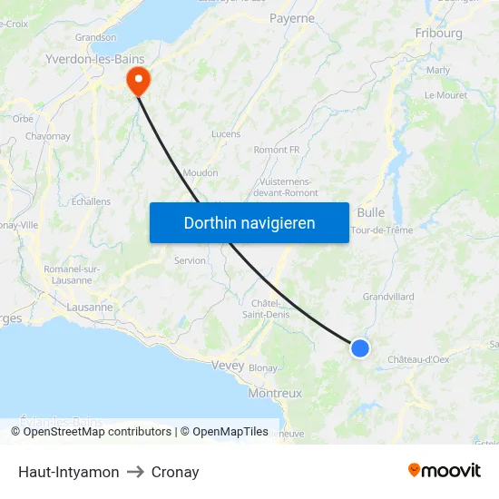 Haut-Intyamon to Cronay map