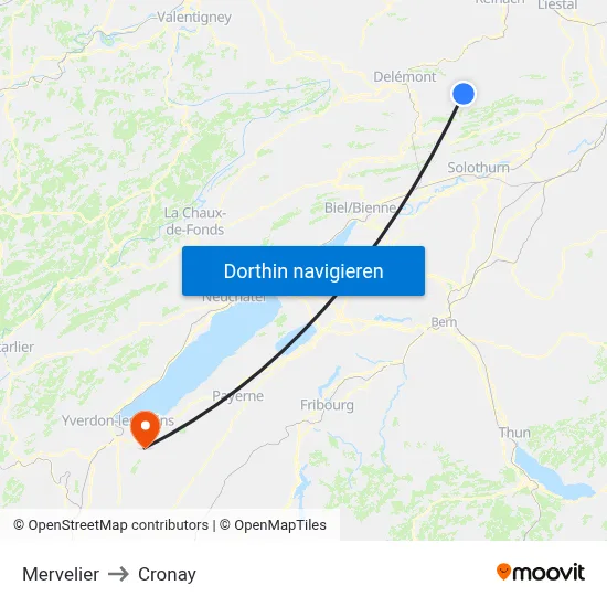 Mervelier to Cronay map