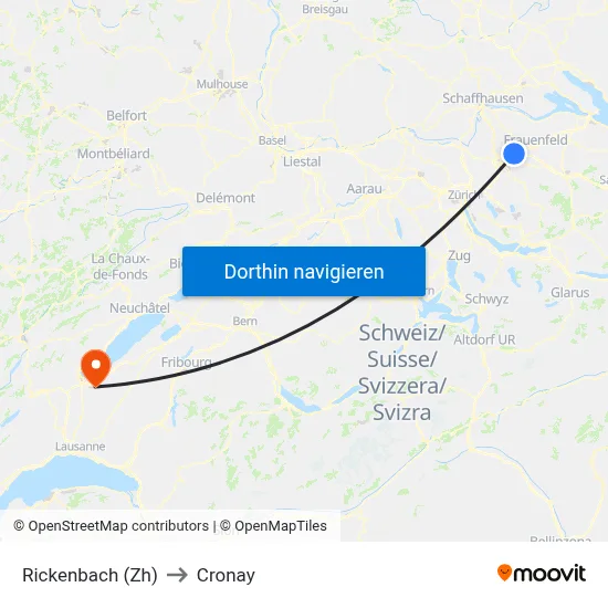 Rickenbach (Zh) to Cronay map