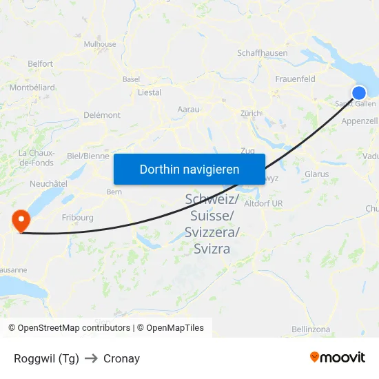 Roggwil (Tg) to Cronay map