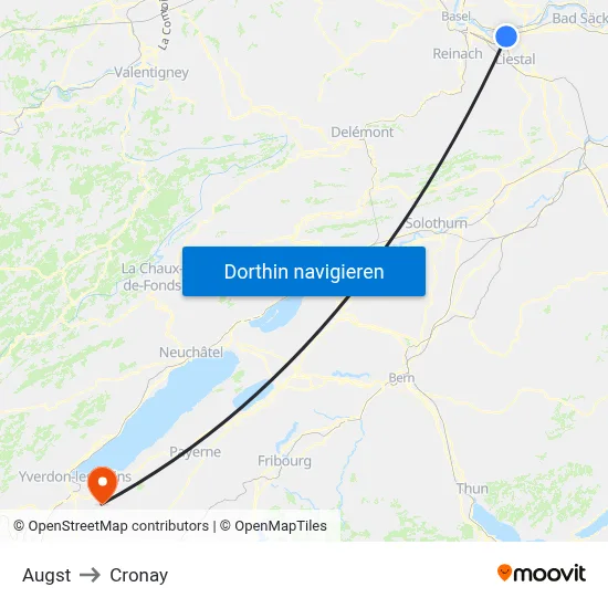 Augst to Cronay map