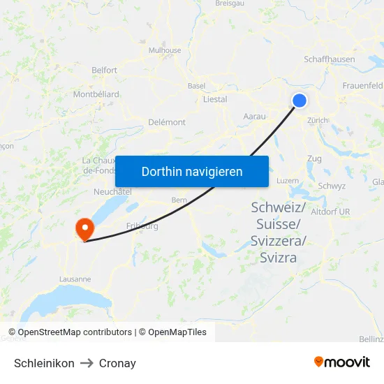 Schleinikon to Cronay map