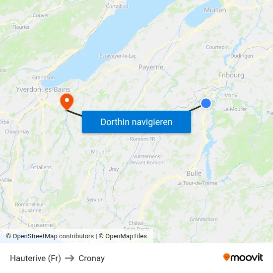Hauterive (Fr) to Cronay map
