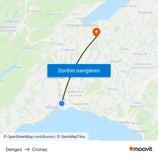 Denges to Cronay map