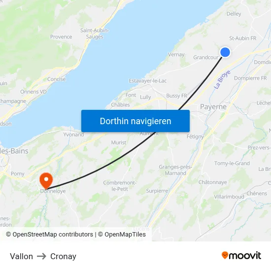 Vallon to Cronay map