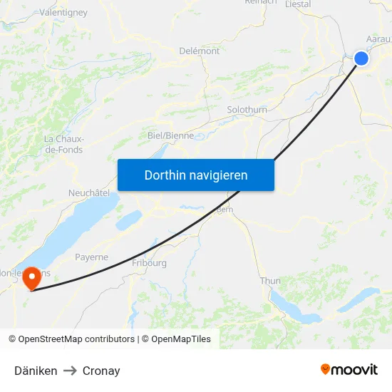 Däniken to Cronay map