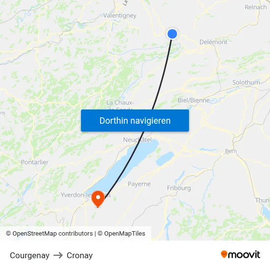 Courgenay to Cronay map