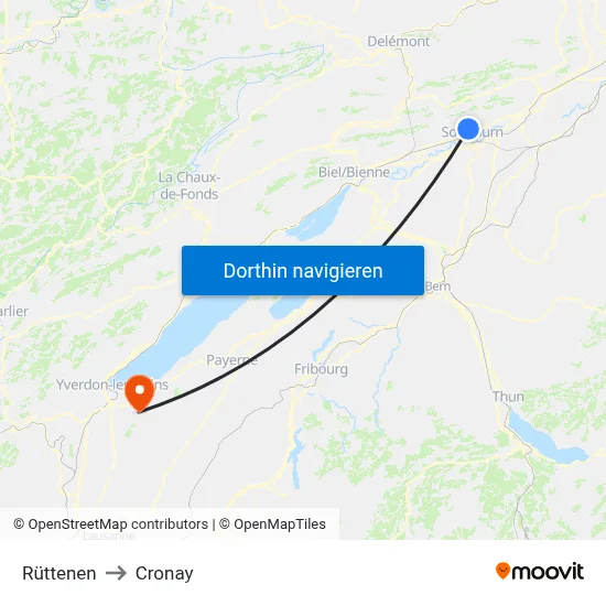 Rüttenen to Cronay map
