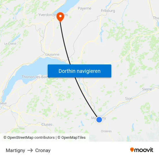 Martigny to Cronay map