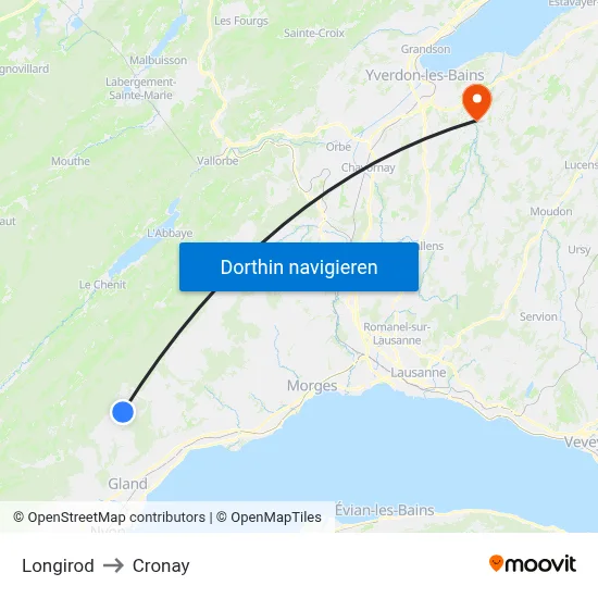 Longirod to Cronay map