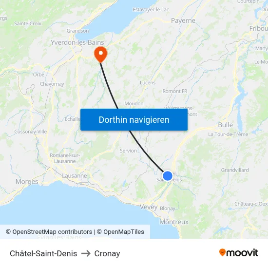 Châtel-Saint-Denis to Cronay map