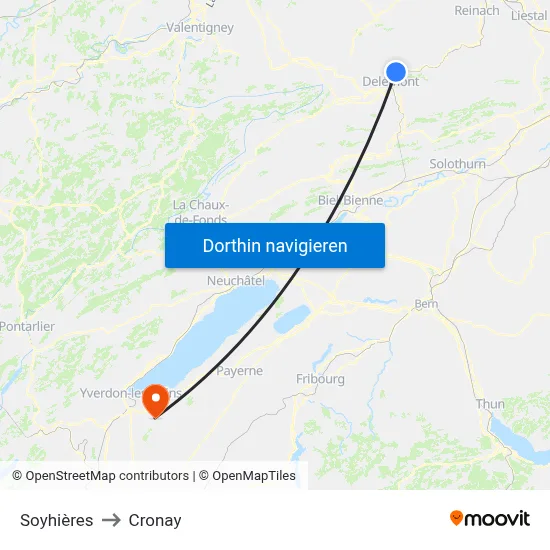 Soyhières to Cronay map