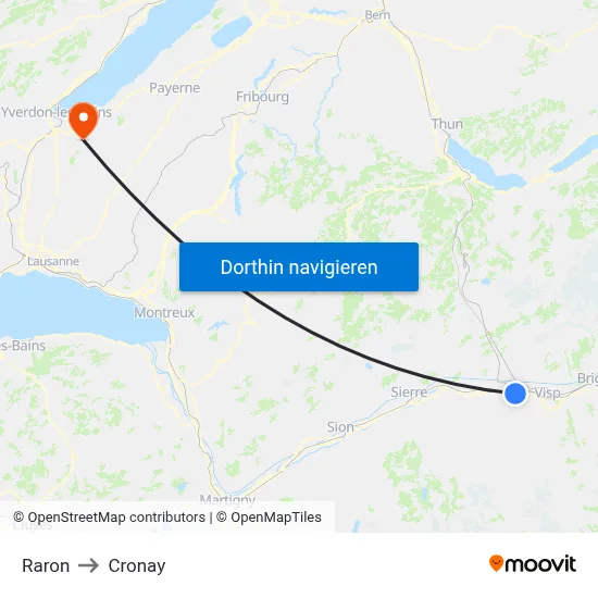 Raron to Cronay map