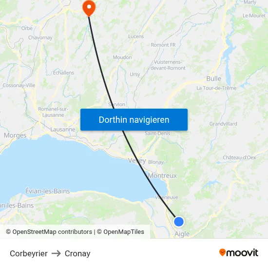 Corbeyrier to Cronay map
