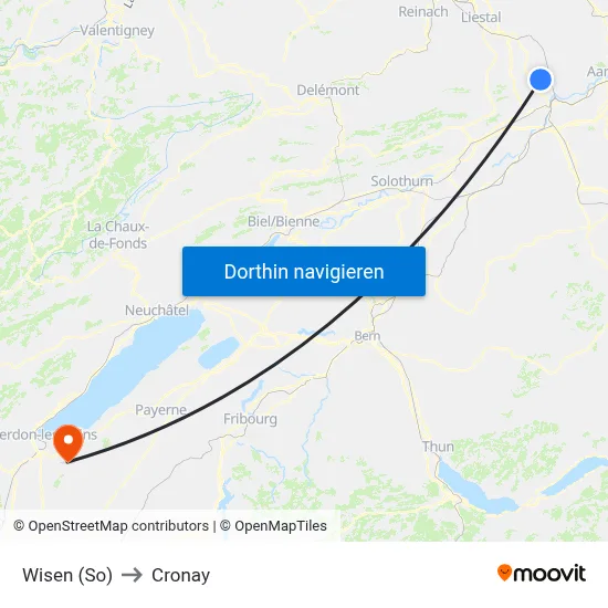 Wisen (So) to Cronay map