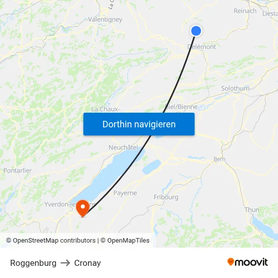 Roggenburg to Cronay map