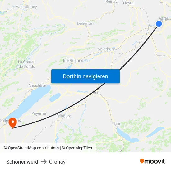 Schönenwerd to Cronay map