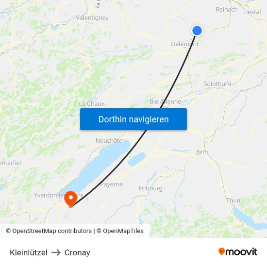 Kleinlützel to Cronay map