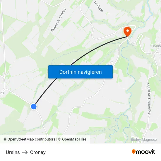 Ursins to Cronay map