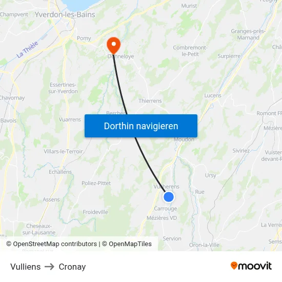 Vulliens to Cronay map
