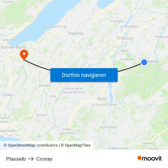 Plasselb to Cronay map