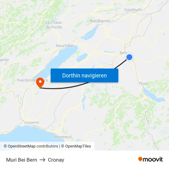 Muri Bei Bern to Cronay map