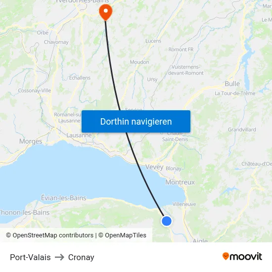 Port-Valais to Cronay map