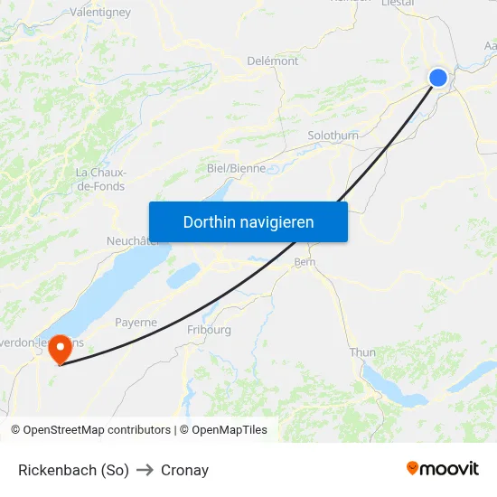 Rickenbach (So) to Cronay map